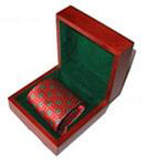red wood box for men's tie